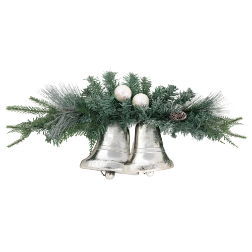 NORTHLIGHT  18" Decorated Pine Artificial Christmas Swag With Bells In Silver