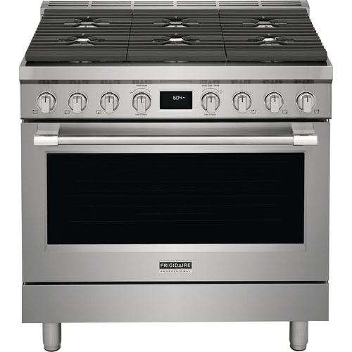 Cuisinière biénergie 6 brûleurs à convection véritable 4,4 pi³ 36 po Professional de Frigidaire - Inox