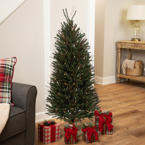 NORTHLIGHT  4' Medium Warsaw Twig Artificial Christmas Tree In Burlap Base - Clear Lights