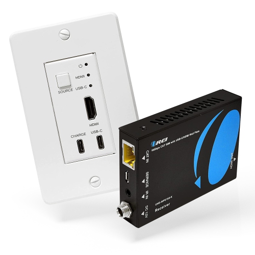4K HDMI/USB-C Extender Over Single CAT6/7 with 4K@60Hz Wall Plate Transmitter, HDR & IR Control Upto 165ft