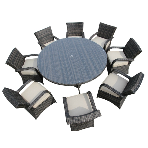 Furniture One 9 Pieces Outdoor Dining Table and Chairs Set Aluminium Full Assemble