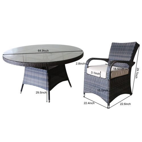 Furniture One 9 Pieces Outdoor Dining Table and Chairs Set Aluminium Full Assemble