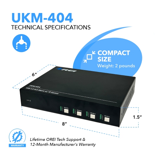 Ultra HD 4K 4x4 HDMI KVM Switch Keyboard & USB Peripheral Control(UKM-404)