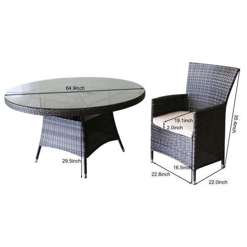 Furniture One 9PCS Wicker Patio Dining Set Rust Free Aluminium Frame Full Assemble