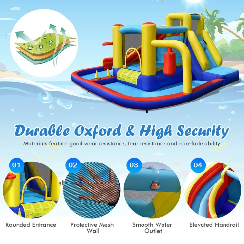 Gymax 7-in-1 Inflatable Water Slide Water Park Kids Bounce Castle With 750W Air Blower