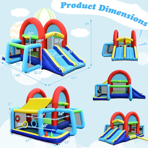 Gymax Inflatable Bounce House Kids Bouncy Jumping Castle w/ Dual Slides & 550W Blower