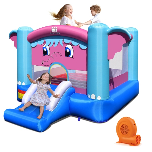 GYMAX  Inflatable Bounce House 3-In-1 Elephant Theme Inflatable Castle W/ 550W Blower