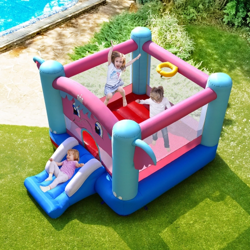 Gymax Inflatable Bounce House 3-in-1 Elephant Theme Inflatable Castle w/ 550W Blower