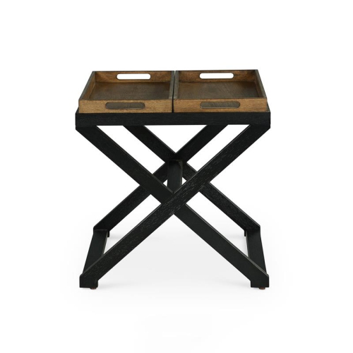 Bowery Hill Mid-Century Walnut and Ebony Solid Wood End Table