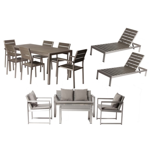 PANGEA HOME  Royal 13-Piece Modern Aluminum Patio Sofa Set In In Gray