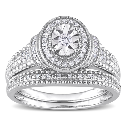 Amour 1/4 CT TW Bague de Mariée Diamant en Argent