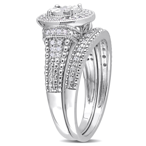 Amour 1/4 CT TW Bague de Mariée Diamant en Argent