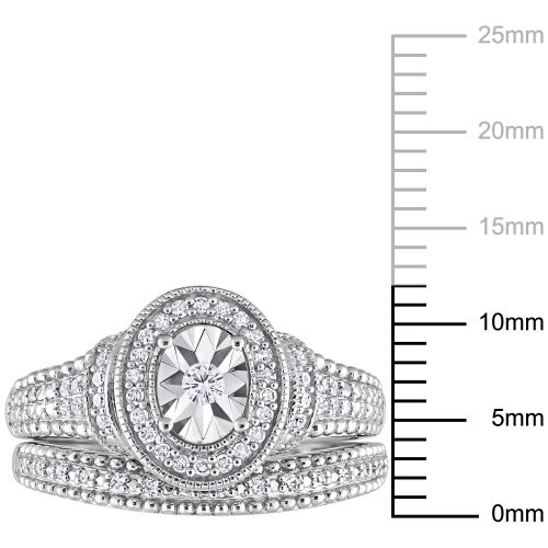 Amour 1/4 CT TW Bague de Mariée Diamant en Argent