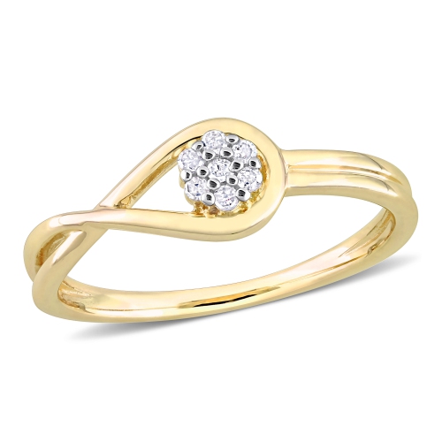 Amour Diamond Accent Promise Ring Yellow Silver - Size 6