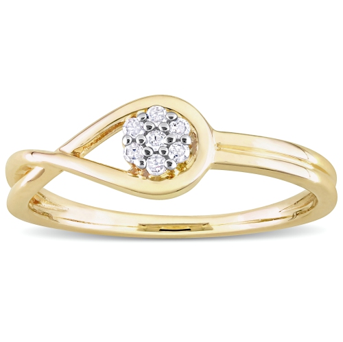 Amour Diamond Accent Promise Ring Yellow Silver - Size 6