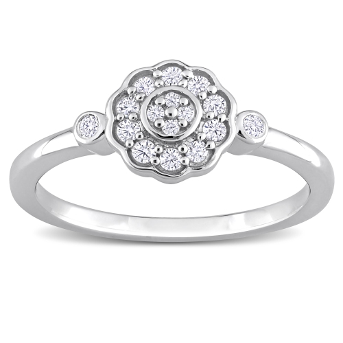 Amour 1/5 CT TW Diamond Flower Ring Silver - Size 6