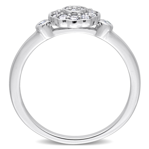 Amour 1/5 CT TW Diamond Flower Ring Silver - Size 6