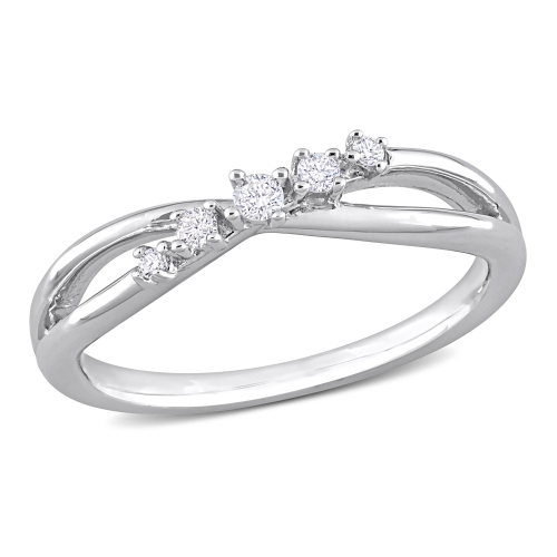 AMOUR  1/10 Ct Tw Diamond Bypass Ring - Size 7 In Silver