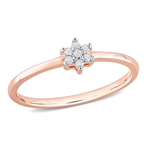 AMOUR  Diamond Accent Promise Ring Silver - Size 7 In Pink