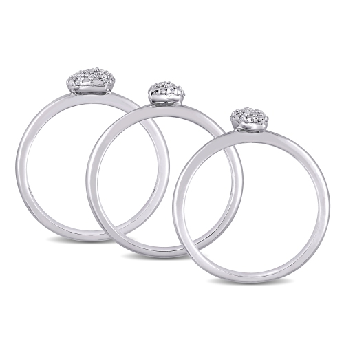 Amour 1/6 CT TW Diamond 3-Piece Stackable Ring Set Silver - Size 8