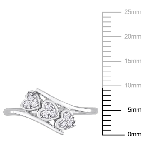 Amour 1/10 CT TW Diamond Heart Bypass Promise Ring Silver - Size 7