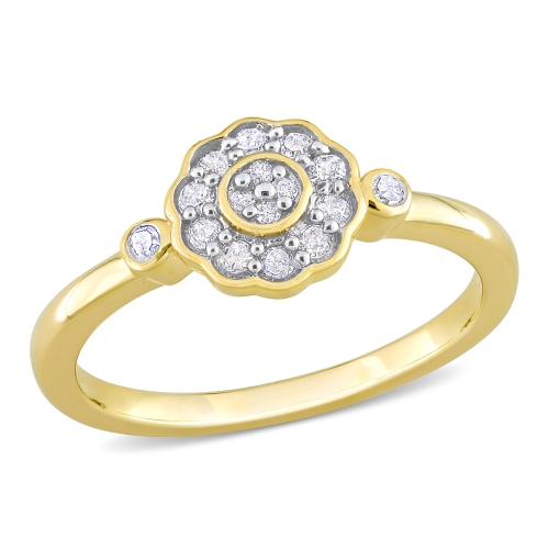 AMOUR  1/5 Ct Tw Diamond Flower Ring Silver - Size 7 In Yellow