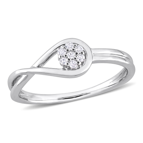 AMOUR  Diamond Accent Promise Ring - Size 6 In Silver