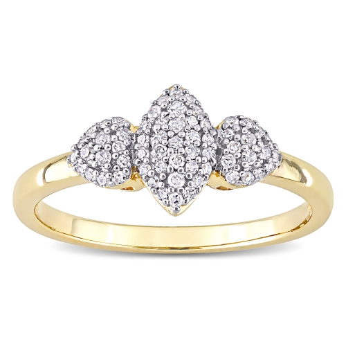 Amour 1/5 CT TW Diamond Cluster Ring Yellow Silver - Size 7