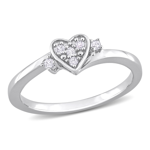 AMOUR  1/10 Ct Tw Diamond Heart Ring - Size 8 In Silver