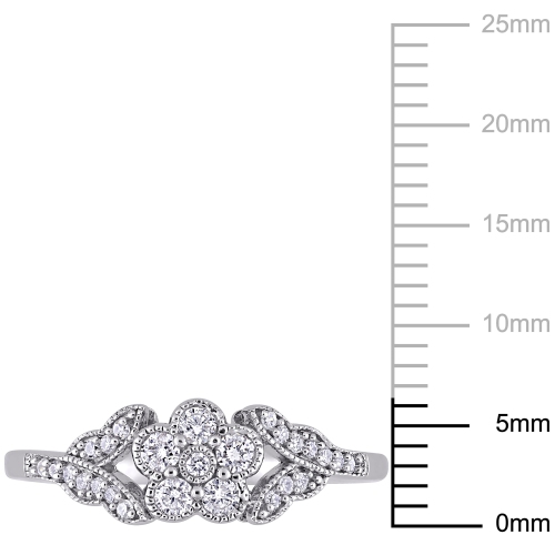 Amour 1/4 CT TW Diamond Floral Ring Silver - Size 6