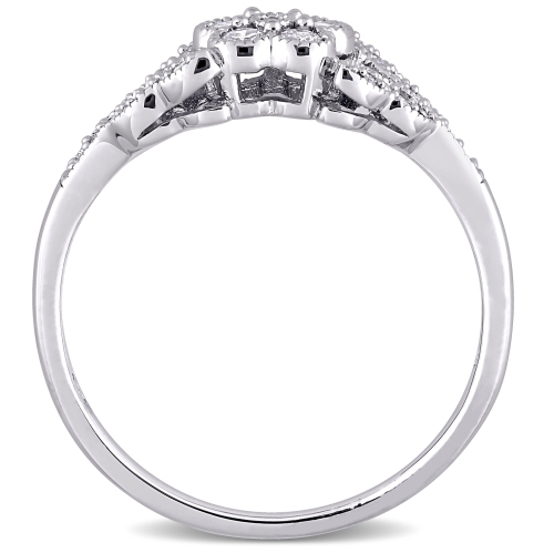 Amour 1/4 CT TW Diamond Floral Ring Silver - Size 6