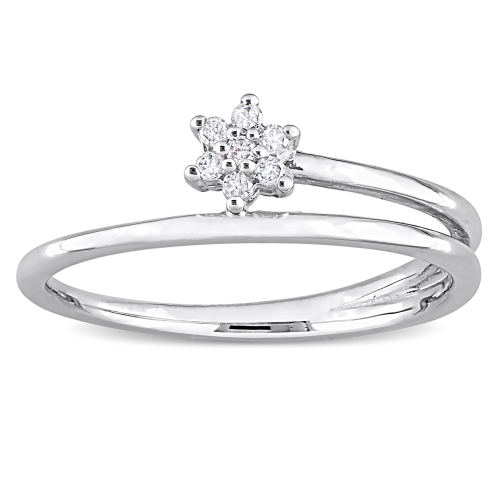 Amour Diamond Accent Floral Promise Ring Silver - Size 6