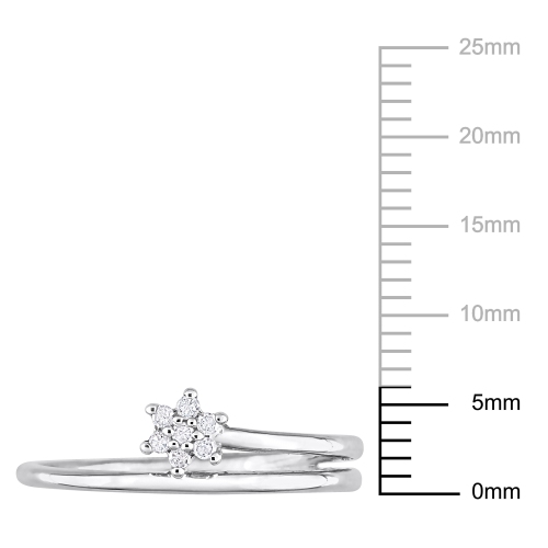 Amour Diamond Accent Floral Promise Ring Silver - Size 6