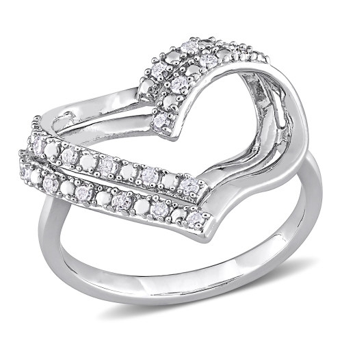 AMOUR  1/5 Ct Tw Diamond Heart Ring - Size 7 In Silver
