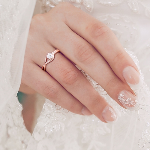 Amour Diamond Accent Infinity Promise Ring Pink Silver - Size 6