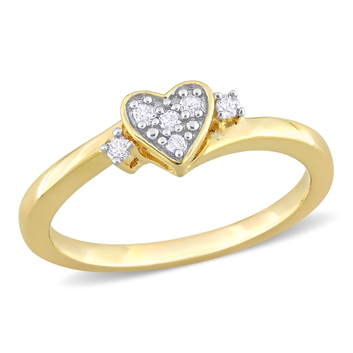 Amour 1/10 CT TW Bague Coeur de Diamant en Argent Jaune