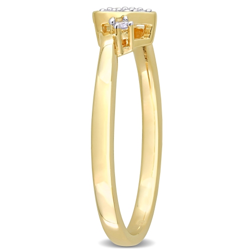 Amour 1/10 CT TW Bague Coeur de Diamant en Argent Jaune