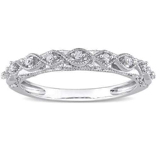 Amour 1/8 Ct TW Diamond Vintage Anniversary Band Silver - Size 6