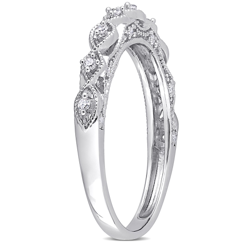 Amour 1/8 Ct TW Diamond Vintage Anniversary Band Silver - Size 6