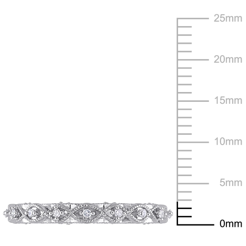 Amour 1/8 Ct TW Diamond Vintage Anniversary Band Silver - Size 6