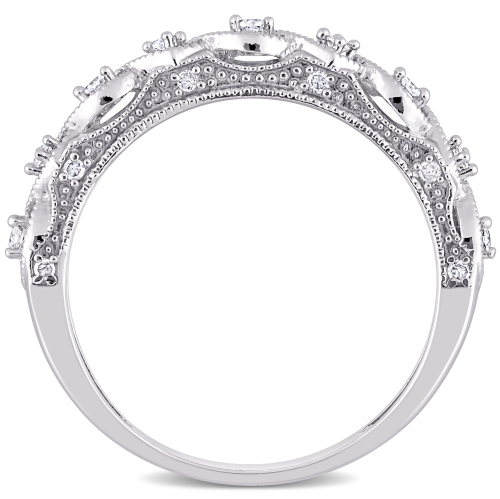 Amour 1/8 Ct TW Diamond Vintage Anniversary Band Silver - Size 6