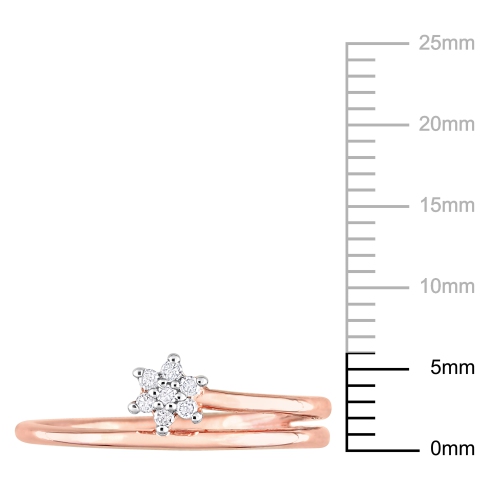 Amour Diamond Accent Floral Promise Ring Pink Silver - Size 8