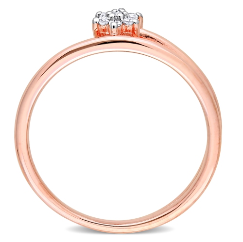 Amour Diamond Accent Floral Promise Ring Pink Silver - Size 8