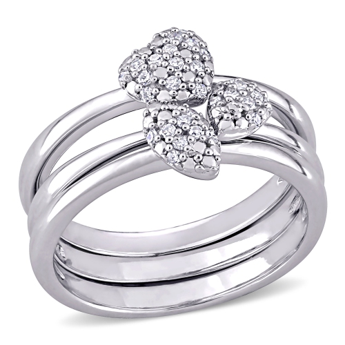 Amour 1/6 CT TW Diamond 3-Piece Stackable Ring Set Silver - Size 7