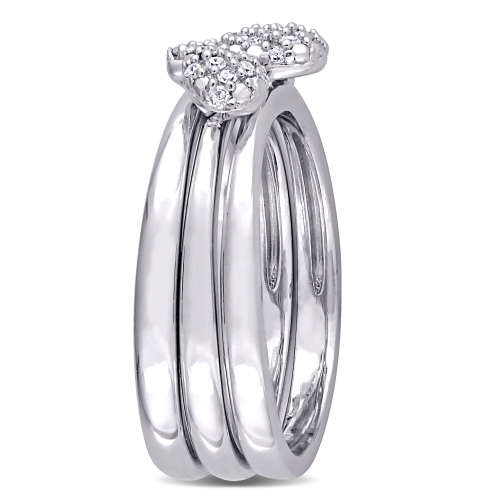 Amour 1/6 CT TW Diamond 3-Piece Stackable Ring Set Silver - Size 7