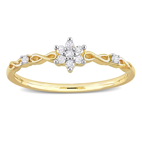 Amour 1/10 CT TW Diamond Promise Ring Yellow Silver - Size 8