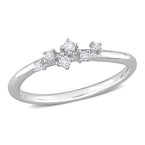AMOUR  1/10 Ct Tw Diamond Cluster Ring - Size 8 In Silver
