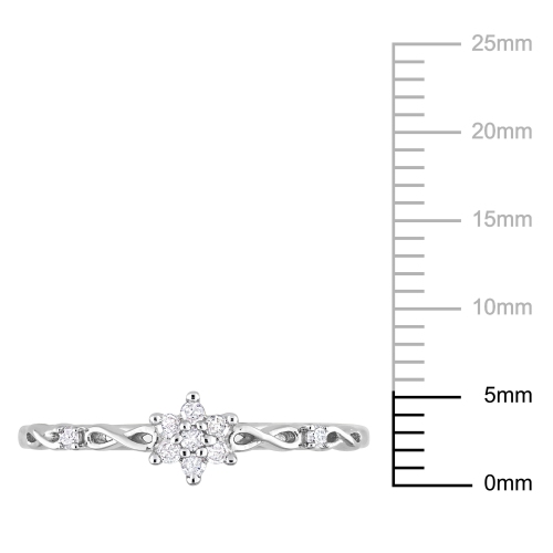 Amour 1/10 CT TW Diamond Floral Promise Ring Silver - Size 8