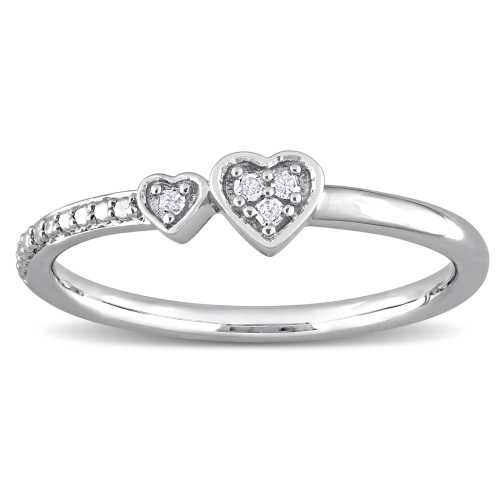 Amour Diamond Accent Heart Promise Ring Silver - Size 6