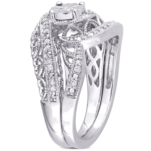 Amour 1/5 CT TW Diamond Vintage Bridal Set Silver - Size 8